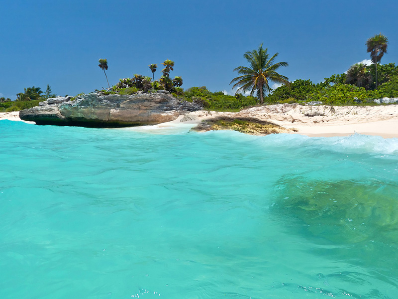 Caribbean Sea scenery in Playa del Carmen, Mexico in the Riviera Maya