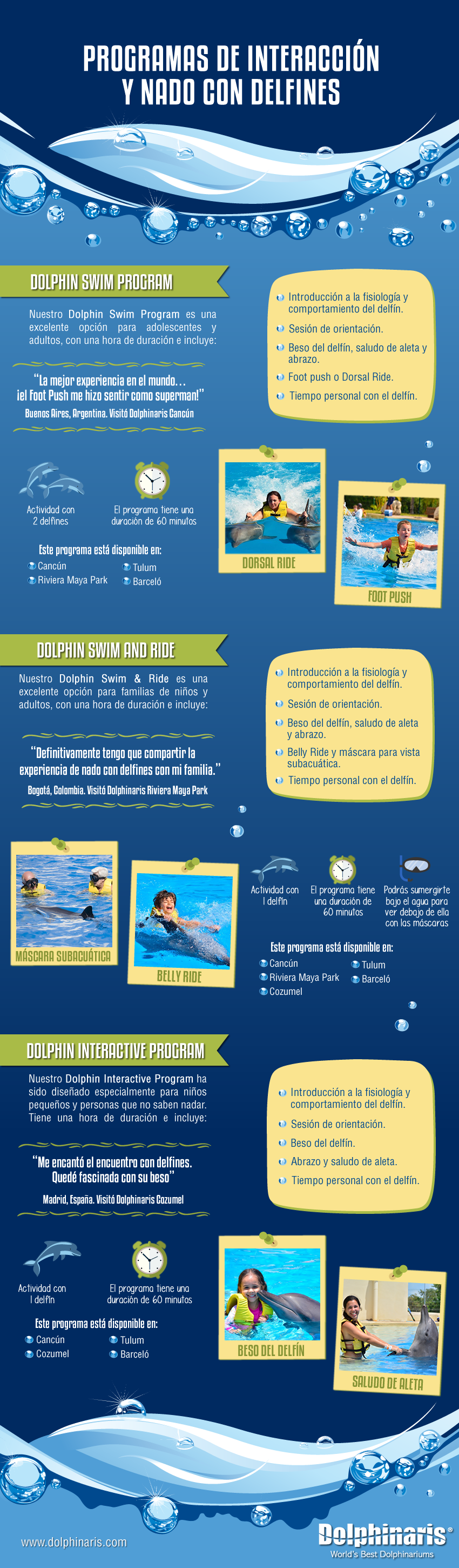 Programas de nado con delfines en Dolphinaris.